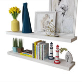 NNEVL 2 White MDF Floating Wall Display Shelves Book/DVD Storage