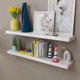 NNEVL 2 White MDF Floating Wall Display Shelves Book/DVD Storage