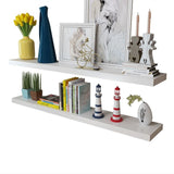 NNEVL 2 White MDF Floating Wall Display Shelves Book/DVD Storage