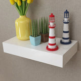 NNEVL White MDF Floating Wall Display Shelf 1 Drawer Book/DVD Storage