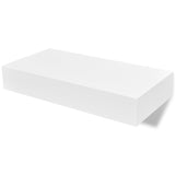 NNEVL White MDF Floating Wall Display Shelf 1 Drawer Book/DVD Storage