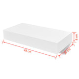 NNEVL White MDF Floating Wall Display Shelf 1 Drawer Book/DVD Storage