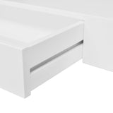 NNEVL White MDF Floating Wall Display Shelf 1 Drawer Book/DVD Storage