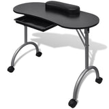 NNEVL Folding Manicure Nail Table with Castors Black