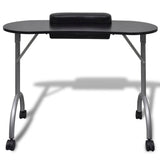 NNEVL Folding Manicure Nail Table with Castors Black