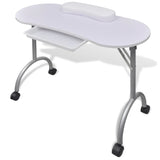 NNEVL Folding Manicure Nail Table with Castors White