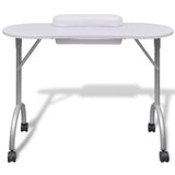 NNEVL Folding Manicure Nail Table with Castors White