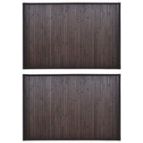 NNEVL 2 Bamboo Bath Mats 40 x 50 cm Dark Brown