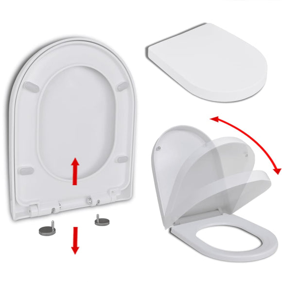 NNEVL Soft-close Toilet Seat with Quick-release Design White Square