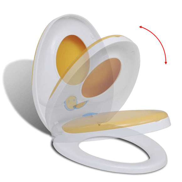NNEVL White & Yellow Soft-close Toilet Seat Adults/Children