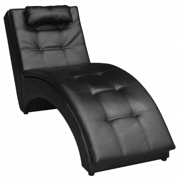 NNEVL Chaise Longue with Pillow Black Faux Leather