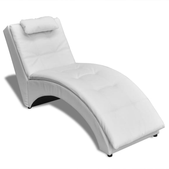 NNEVL Chaise Longue with Pillow White Faux Leather