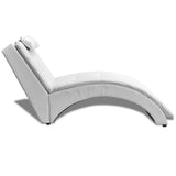 NNEVL Chaise Longue with Pillow White Faux Leather