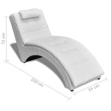 NNEVL Chaise Longue with Pillow White Faux Leather