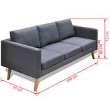 NNEVL Sofa 3-Seater Fabric Dark Grey