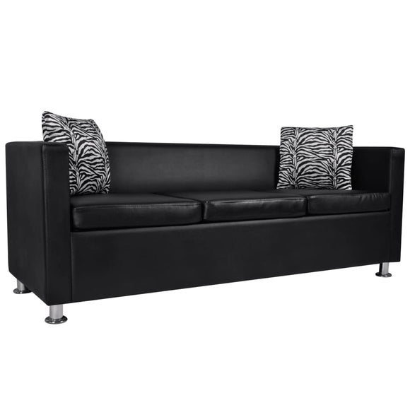 NNEVL Sofa 3-Seater Artificial Leather Black