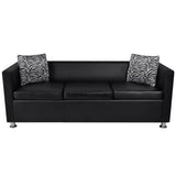 NNEVL Sofa 3-Seater Artificial Leather Black