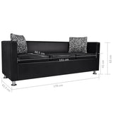 NNEVL Sofa 3-Seater Artificial Leather Black