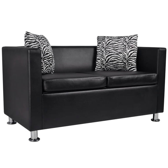 NNEVL Sofa 2-Seater Artificial Leather Black