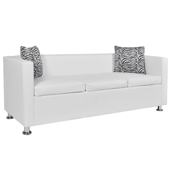 NNEVL Sofa 3-Seater Artificial Leather White