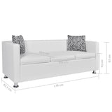 NNEVL Sofa 3-Seater Artificial Leather White