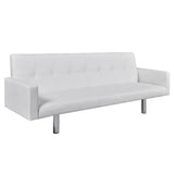 NNEVL Sofa Bed with Armrest White Artificial Leather