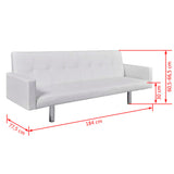 NNEVL Sofa Bed with Armrest White Artificial Leather