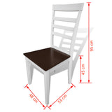 NNEVL Dining Chairs 6 pcs White and Brown Solid Wood and MDF