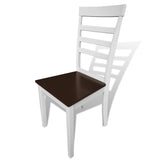NNEVL Dining Chairs 8 pcs White and Brown Solid Wood and MDF