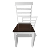 NNEVL Dining Chairs 8 pcs White and Brown Solid Wood and MDF