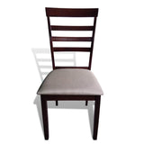 NNEVL Dining Chairs 6 pcs Brown and Cream Solid Wood and Fabric