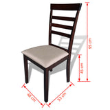 NNEVL Dining Chairs 8 pcs Brown and Cream Solid Wood and Fabric