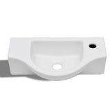 NNEVL Ceramic Bathroom Sink Basin with Faucet Hole White