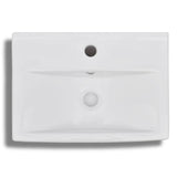 NNEVL Ceramic Bathroom Sink Basin Faucet/Overflow Hole White Rectangular