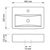 NNEVL Ceramic Bathroom Sink Basin Faucet/Overflow Hole White Rectangular