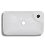 NNEVL Ceramic Bathroom Sink Basin with Faucet Hole White