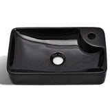 NNEVL Ceramic Bathroom Sink Basin with Faucet Hole Black