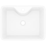 NNEVL Ceramic Bathroom Sink Basin with Faucet Hole White Square