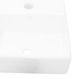 NNEVL Ceramic Bathroom Sink Basin with Faucet Hole White Square