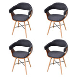NNEVL Dining Chairs 4 pcs Dark Grey Bent Wood and Fabric