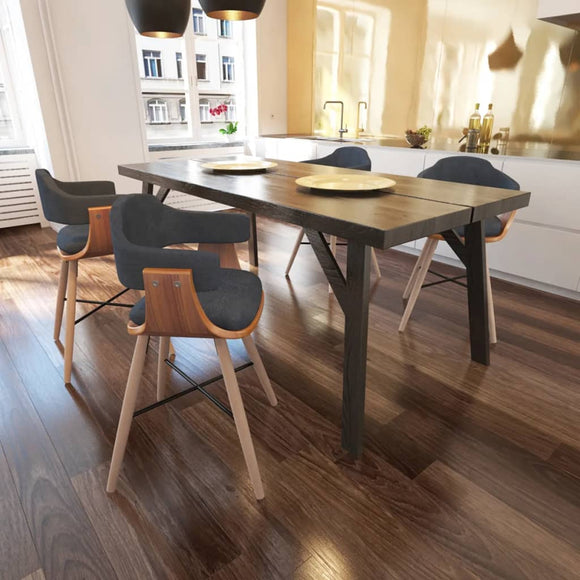 NNEVL Dining Chairs 4 pcs Dark Grey Bent Wood and Fabric