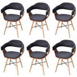 NNEVL Dining Chairs 6 pcs Dark Grey Bent Wood and Fabric