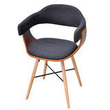 NNEVL Dining Chairs 6 pcs Dark Grey Bent Wood and Fabric