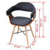 NNEVL Dining Chairs 6 pcs Dark Grey Bent Wood and Fabric