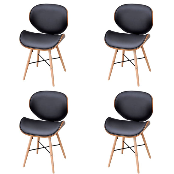 NNEVL Dining Chairs 4 pcs Bentwood and Faux Leather