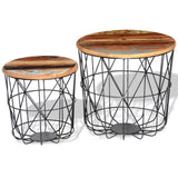 NNEVL Coffee Table Set 2 Pieces Round 35 cm/45 cm Reclaimed Wood