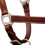 NNEVL Real Leather Headcollar Stable Halter Adjustable Brown Cob