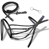 NNEVL Leather Flash Bridle with Reins and Bit Black Cob