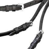 NNEVL Leather Flash Bridle with Reins and Bit Black Cob