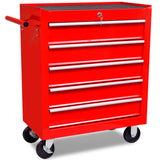 NNEVL Workshop Tool Trolley 5 Drawers Red